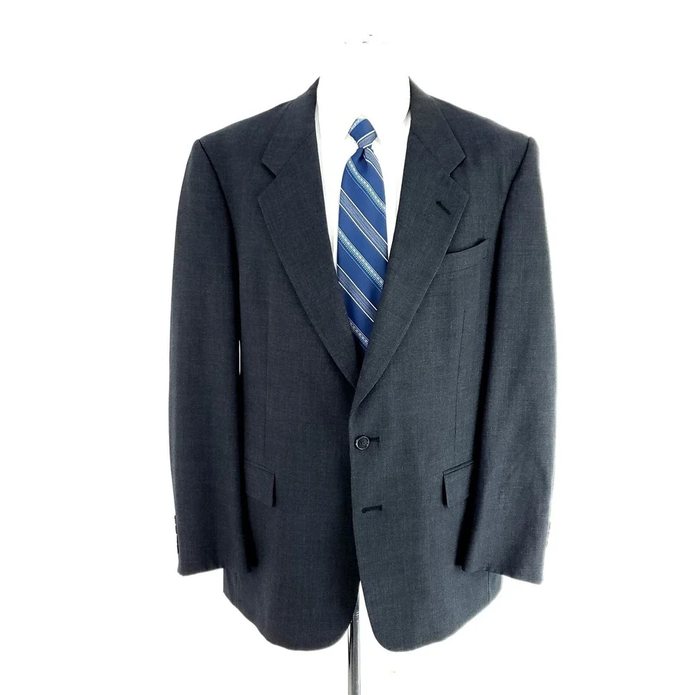 Christian Dior Monsieur Wool 2‎ Button Blazer 42L Gray Twill
